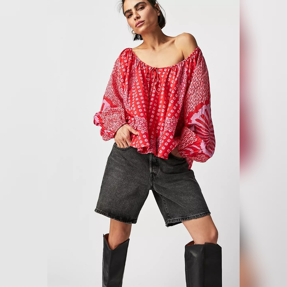 NWOT Free People Elena Printed Top